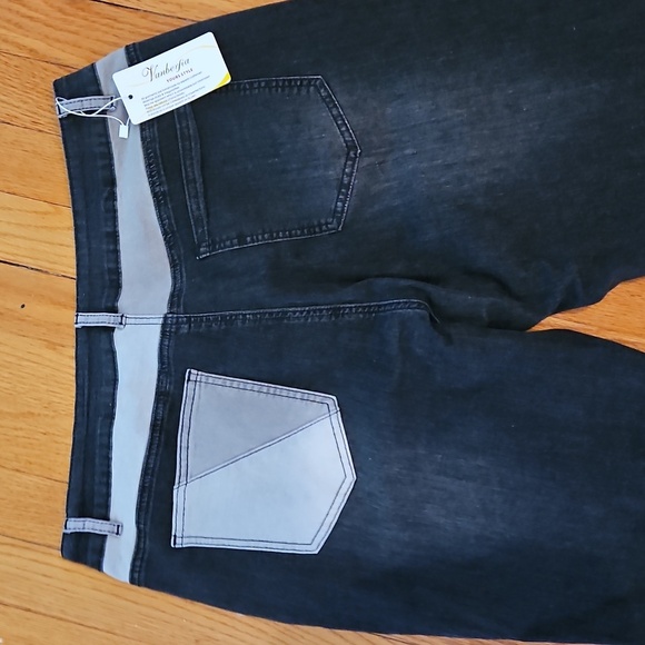 Dark Blue & Gray Patchwork Jeans, Sz XXL Stretch, Skinny, NWT - Picture 7 of 12